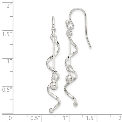 Sterling Silver Polished Twisted Dangle Earrings, 45 x 6mm