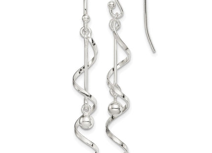 Sterling Silver Polished Twisted Dangle Earrings (Style QE14792)