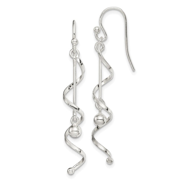 Sterling Silver Polished Twisted Dangle Earrings, 45 x 6mm