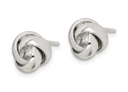 Sterling silver knot earrings, alternate view
