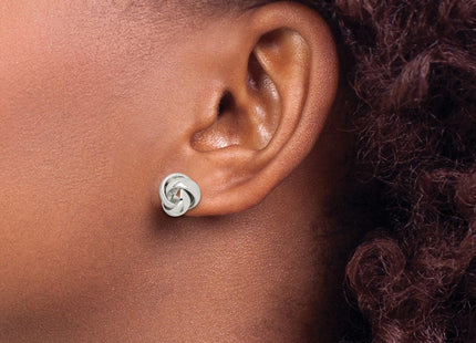 Sterling silver knot earrings, another view