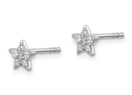 Sterling silver cubic zirconia star earrings, alternate view