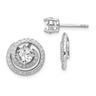 Sterling Silver Rhodium-plated Round CZ w/Swirl Jackets Earrings