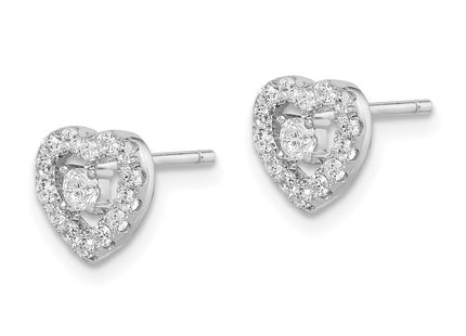 Sterling silver cubic zirconia heart earrings, alternate view