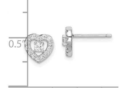 Sterling silver cubic zirconia heart earrings, further view