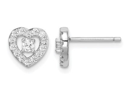 Sterling silver cubic zirconia heart earrings