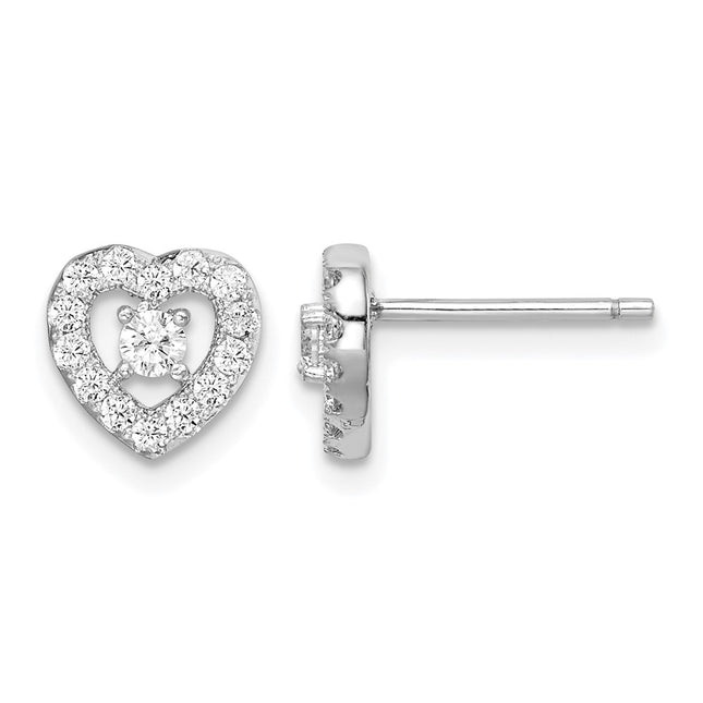 Sterling silver cubic zirconia heart earrings