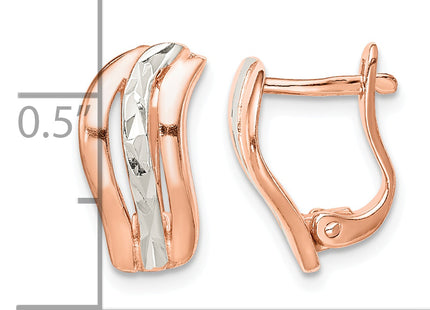 Sterling Silver Rose Tone and Diamond Cut Hoop Earrings