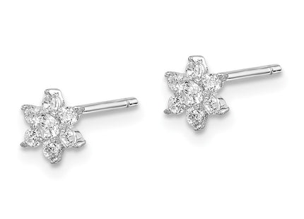 Sterling silver cubic zirconia flower earrings, alternate view