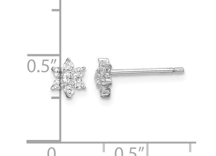 Sterling silver cubic zirconia flower earrings, further view