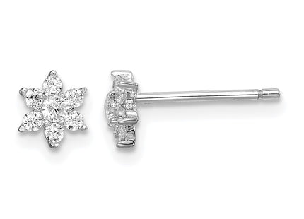 Sterling silver cubic zirconia flower earrings