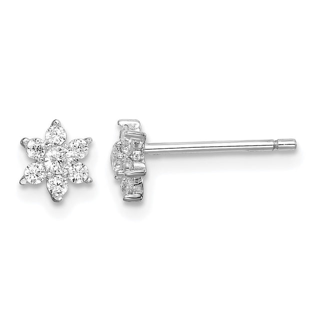 Sterling silver cubic zirconia flower earrings