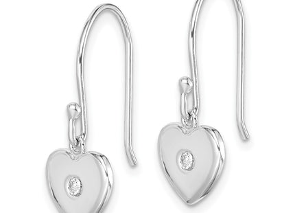 Sterling silver cubic zirconia heart drop earrings, alternate view