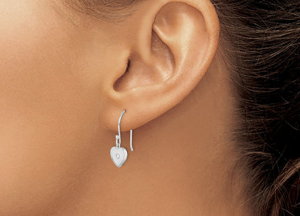 Sterling silver cubic zirconia heart drop earrings, another view