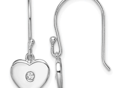 Sterling silver cubic zirconia heart drop earrings