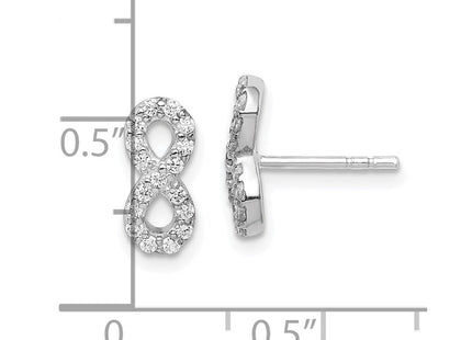 Sterling Silver Rhodium-plated Polished CZ Infinity Post Earrings (Style QE14994)