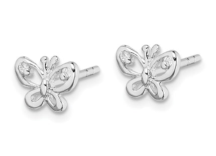 Sterling silver cubic zirconia butterfly earrings, alternate view