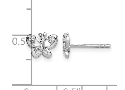 Sterling silver cubic zirconia butterfly earrings, further view