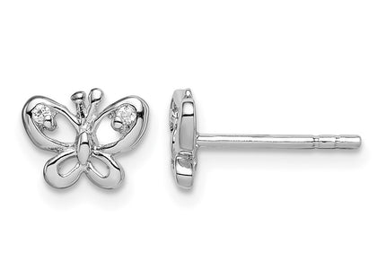 Sterling silver cubic zirconia butterfly earrings