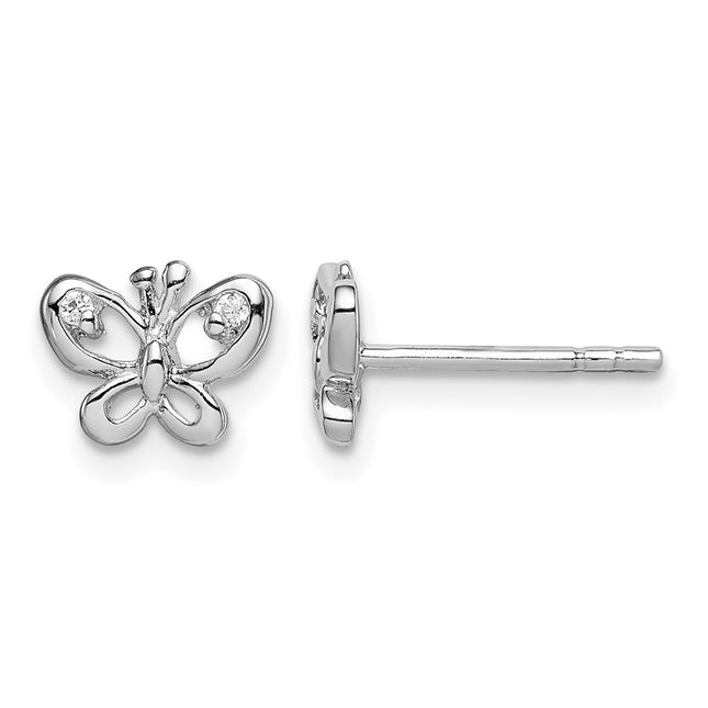 Sterling silver cubic zirconia butterfly earrings