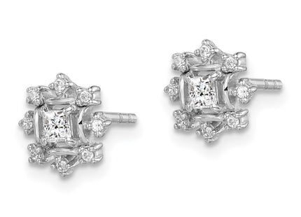 Sterling silver cubic zirconia snowflake earrings, alternate view