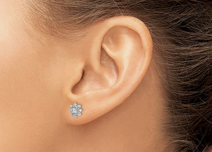 Sterling silver cubic zirconia snowflake earrings, another view