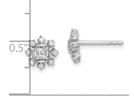Sterling silver cubic zirconia snowflake earrings, further view