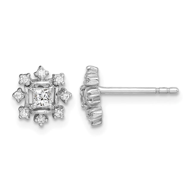 Sterling silver cubic zirconia snowflake earrings