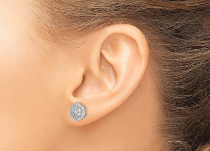 Sterling silver cubic zirconia flower earrings, another view