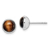 Sterling Silver Rhodium-plated Polished Tiger's Eye Post Earrings