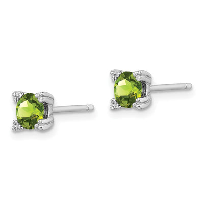 Sterling Silver Rhodium-plated Round Peridot Post Earrings, 5.5 x 5.5mm