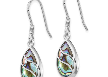 Sterling Silver Rhodium-plated Polished Abalone Teardrop Dangle Earrings (Style QE15154)