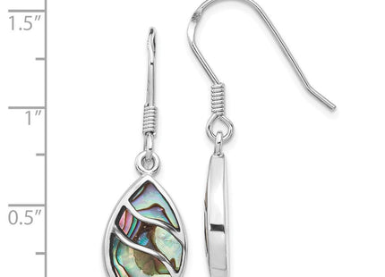 Sterling Silver Rhodium-plated Polished Abalone Teardrop Dangle Earrings (Style QE15154)