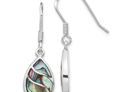 Sterling Silver Rhodium-plated Polished Abalone Teardrop Dangle Earrings (Style QE15154)