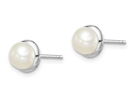Sterling silver pearl earrings, alternate view
