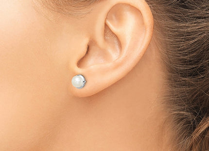Sterling silver pearl earrings, another view