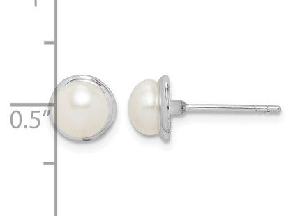 Sterling silver pearl earrings, further view