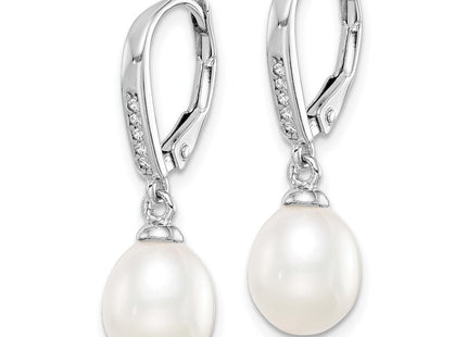 Sterling silver cubic zirconia teardrop drop earrings, alternate view