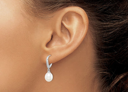 Sterling silver cubic zirconia teardrop drop earrings, another view