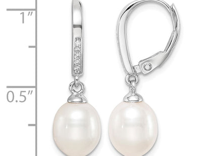 Sterling silver cubic zirconia teardrop drop earrings, further view