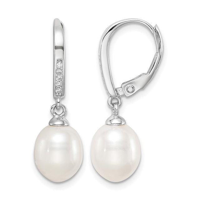 Sterling silver cubic zirconia teardrop drop earrings