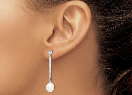 Sterling silver cubic zirconia drop earrings, another view