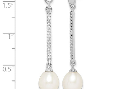 Sterling silver cubic zirconia drop earrings, further view
