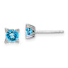 Sterling Silver Rhodium-plated Round Blue Topaz Post Earrings