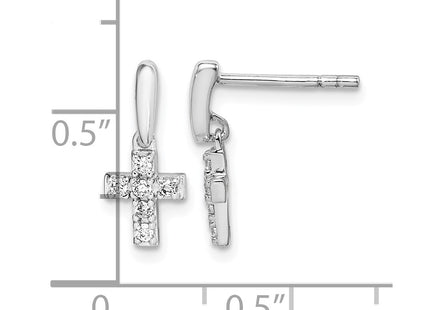 Sterling silver cubic zirconia cross drop earrings, alternate view