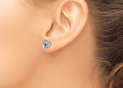 Sterling Silver Rhodium-plated Polished CZ Love Knot Post Earrings (Style QE15248)