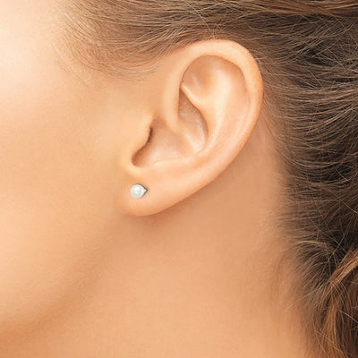 Sterling Silver Madi K Rhodium-plated White Round Freshwater Cultured Pearl Post Earrings