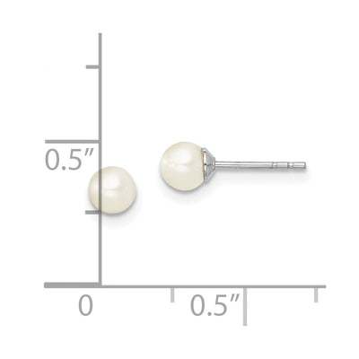 Sterling Silver Madi K Rhodium-plated White Round Freshwater Cultured Pearl Post Earrings