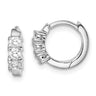 Sterling Silver RH-plated 3-stone CZ Hinged Hoop Earrings