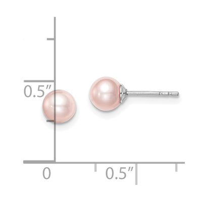Sterling Silver Madi K Rhodium-plated Pink Round Freshwater Cultured Pearl Post Earrings
